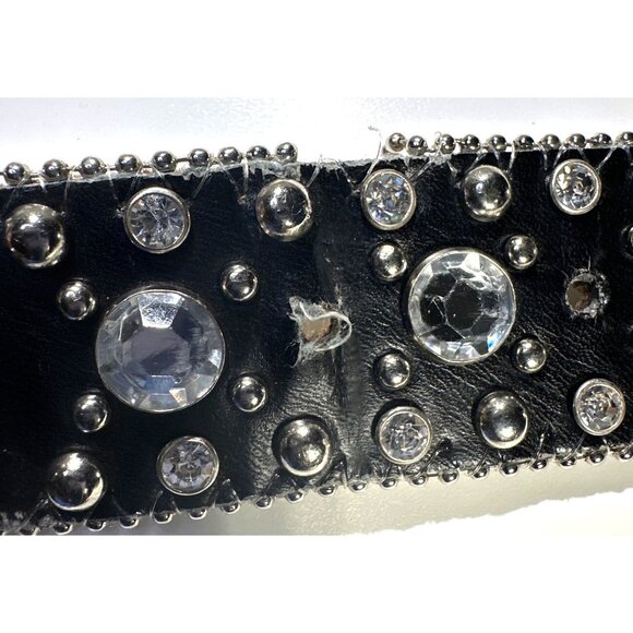 BHW Black Leather & Rhinestone Belt Women’s Size Large - Picture 15 of 16